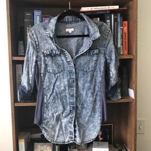Jeans shirt with side panels- L